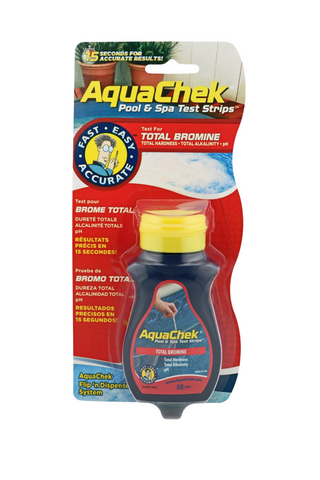 AquaChek 4-In-1 Red Bromine Test Strip 50 Strips per Bottle