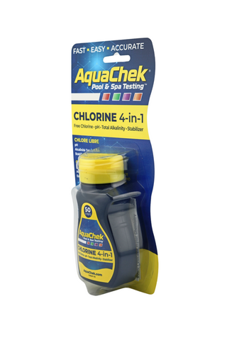 AQUACHEK 4-In-1 Yellow Chlorine Test Strip 50 Strips per Bottle